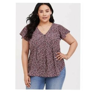 Torrid mauve purple dusty floral blouse 10